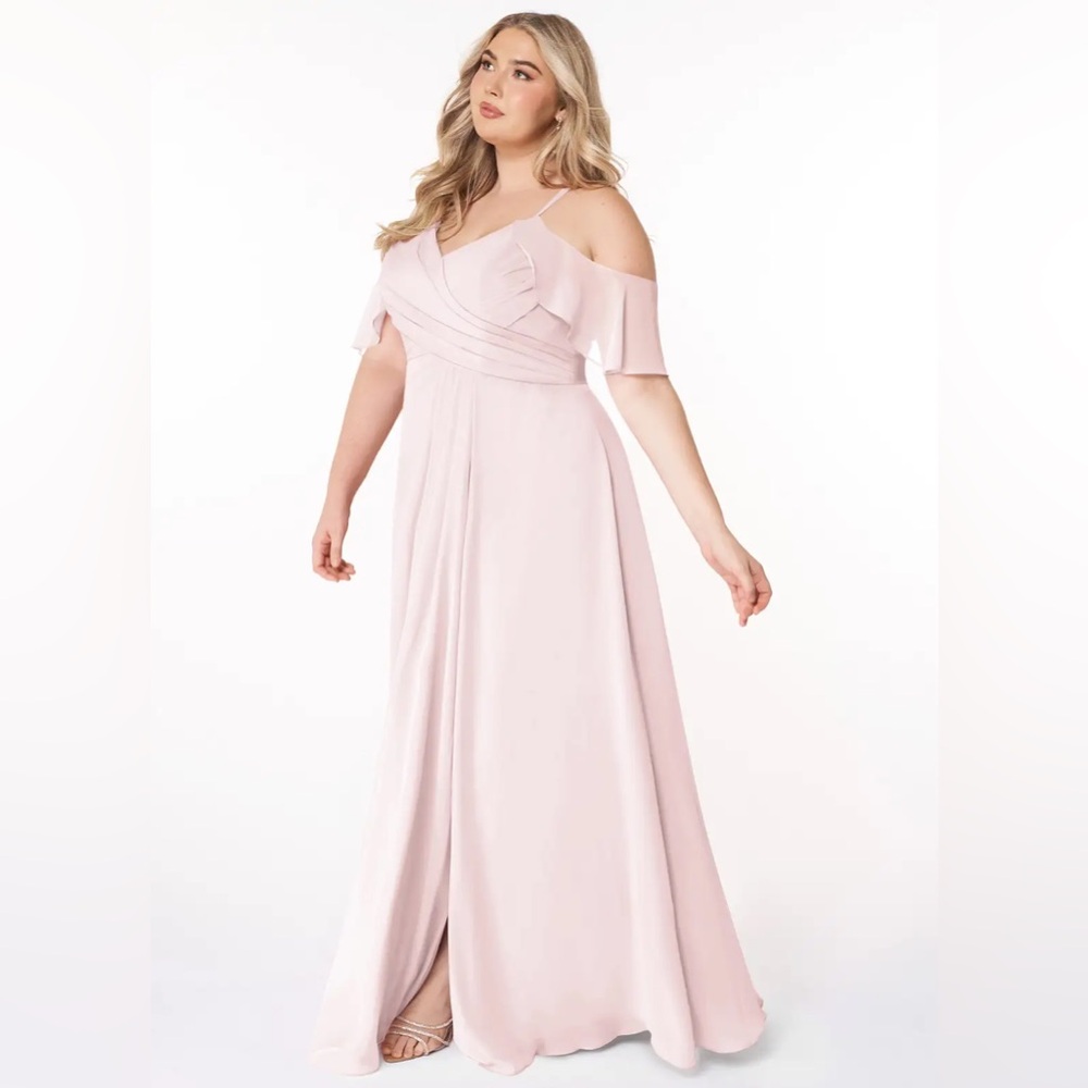 Azazie Light Pink Off-Shoulder Dress